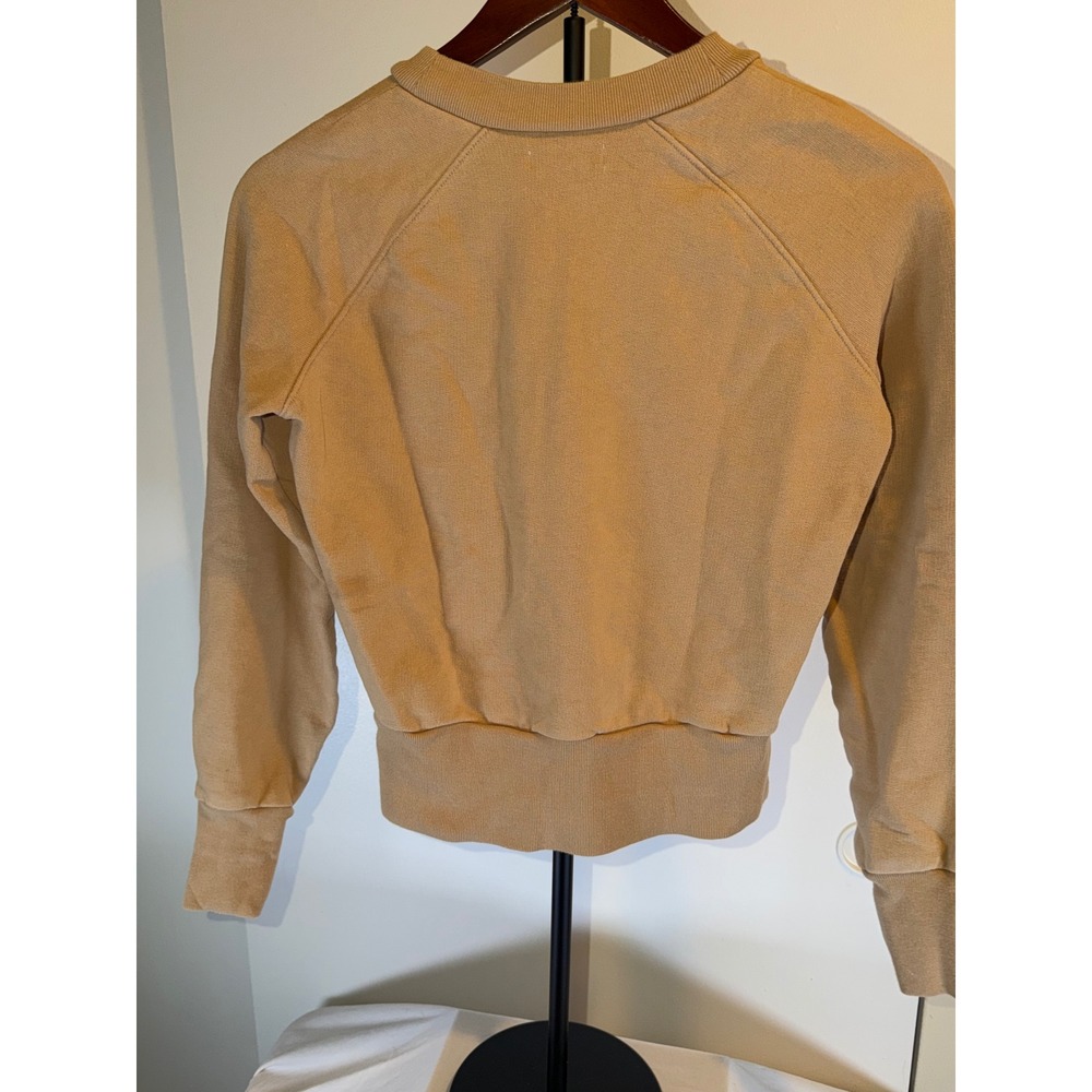 Madewell Mile(s) Sweatshirt Women XXS Tan Button Shoulder Raglan Pullover - Picture 4 of 12